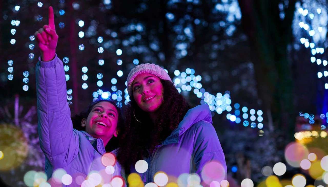 Mother and daughter at Winter Forest Lights