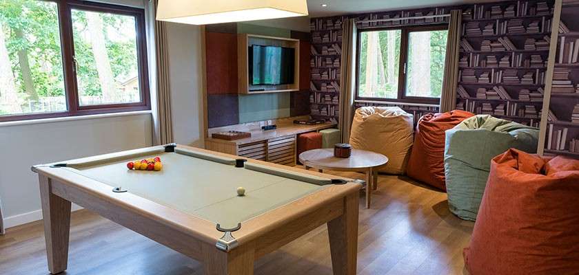 Games room with a pool table