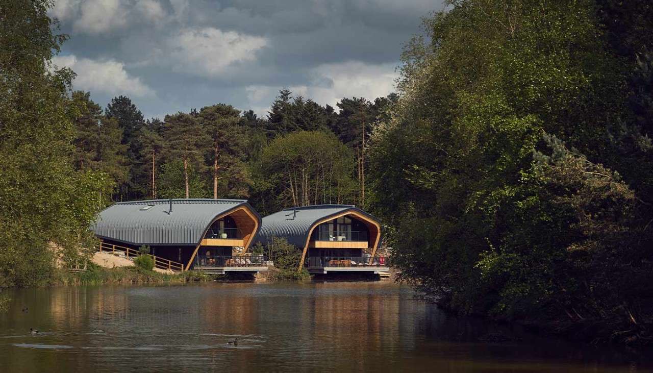 Two of the Waterside Lodges overlooking the lake.